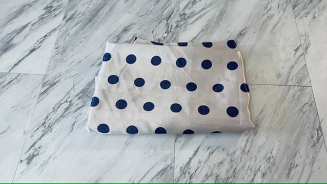 Navy Polkadot Satin Fabric - 2 Yards