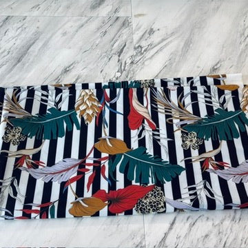 Striped + Leaf Swim Fabric - 2 1/2 yards