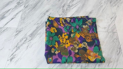 Purple Floral Satin - 2.5 Yards X 24in