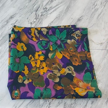 Purple Floral Satin - 2.5 Yards X 24in