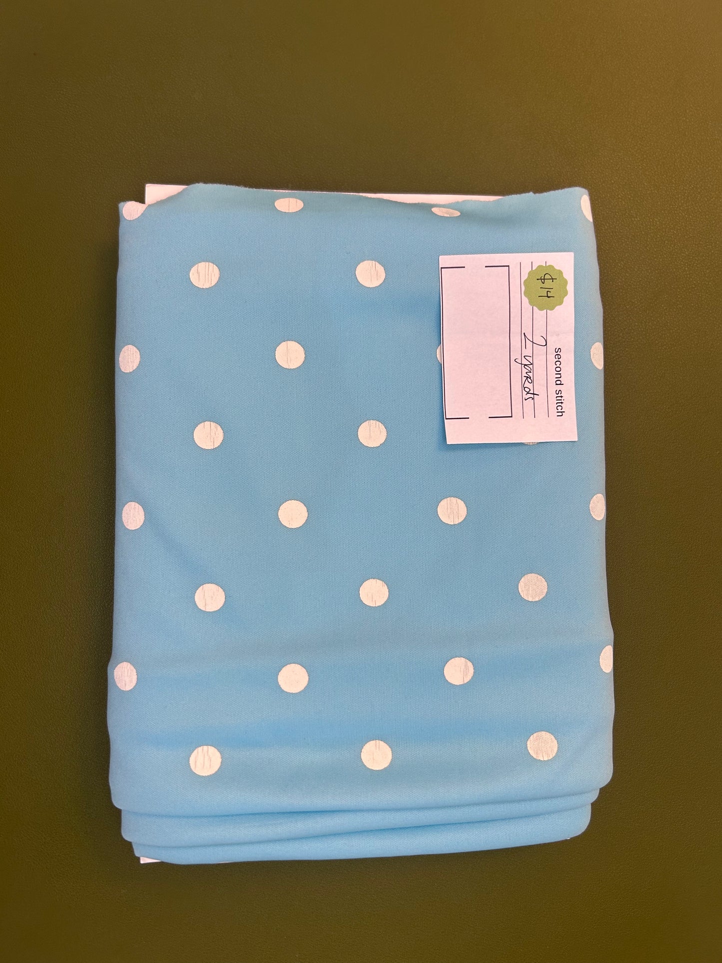 Blue with White Polka Dots - 2 Yards