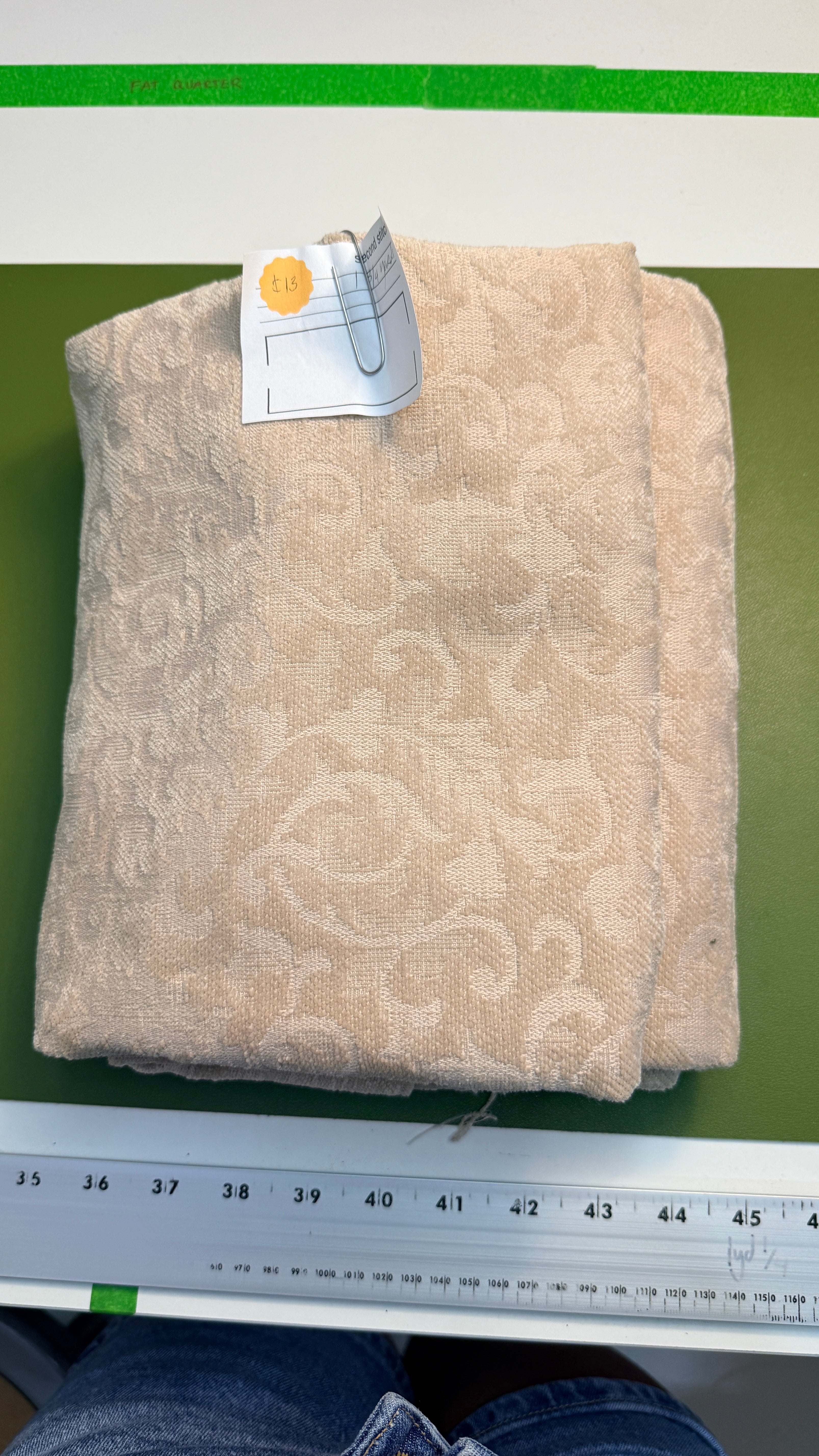 Beige Damask Fabric - 1 3/4 Yard
