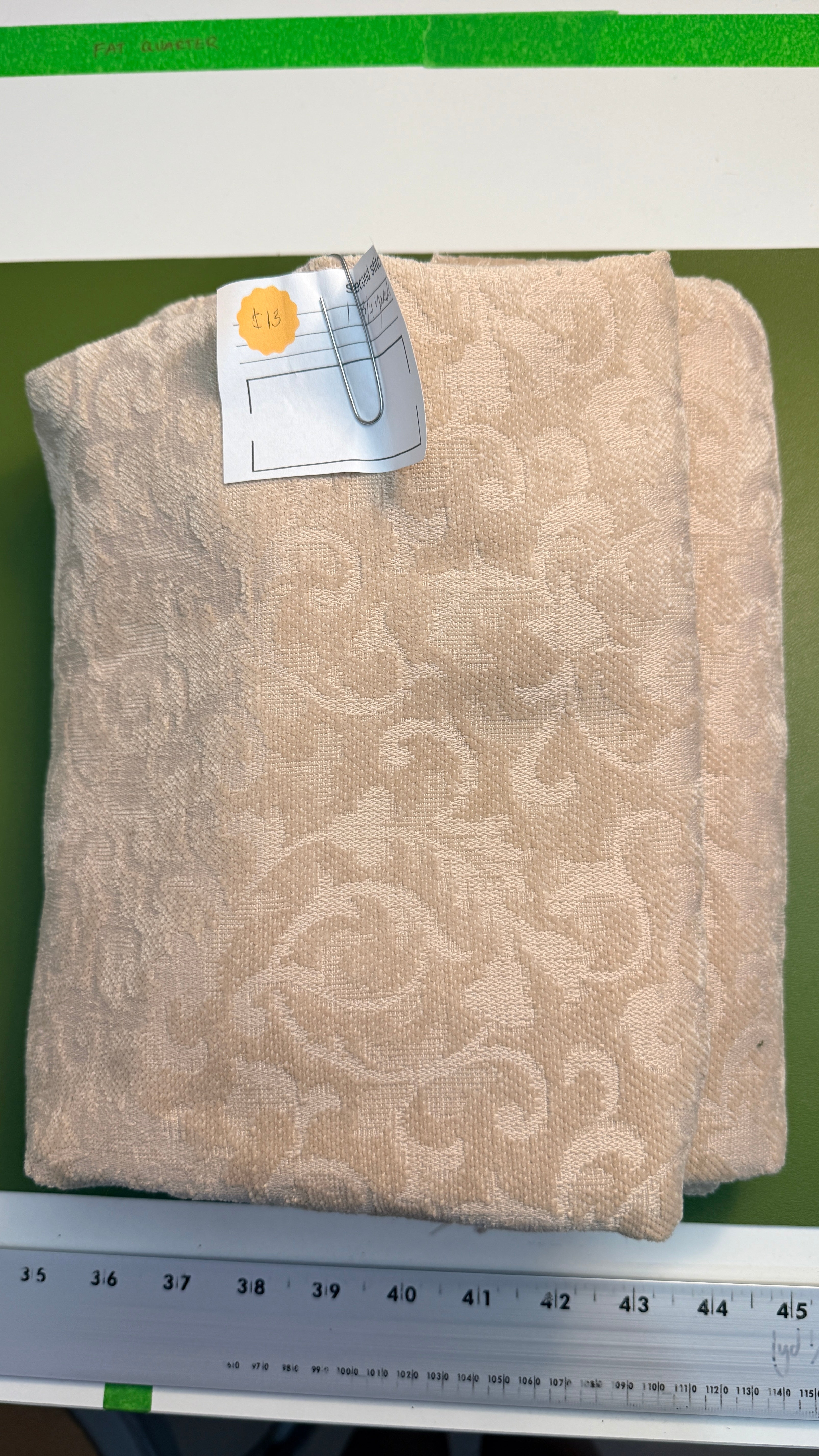 Beige Damask Fabric - 1 3/4 Yard