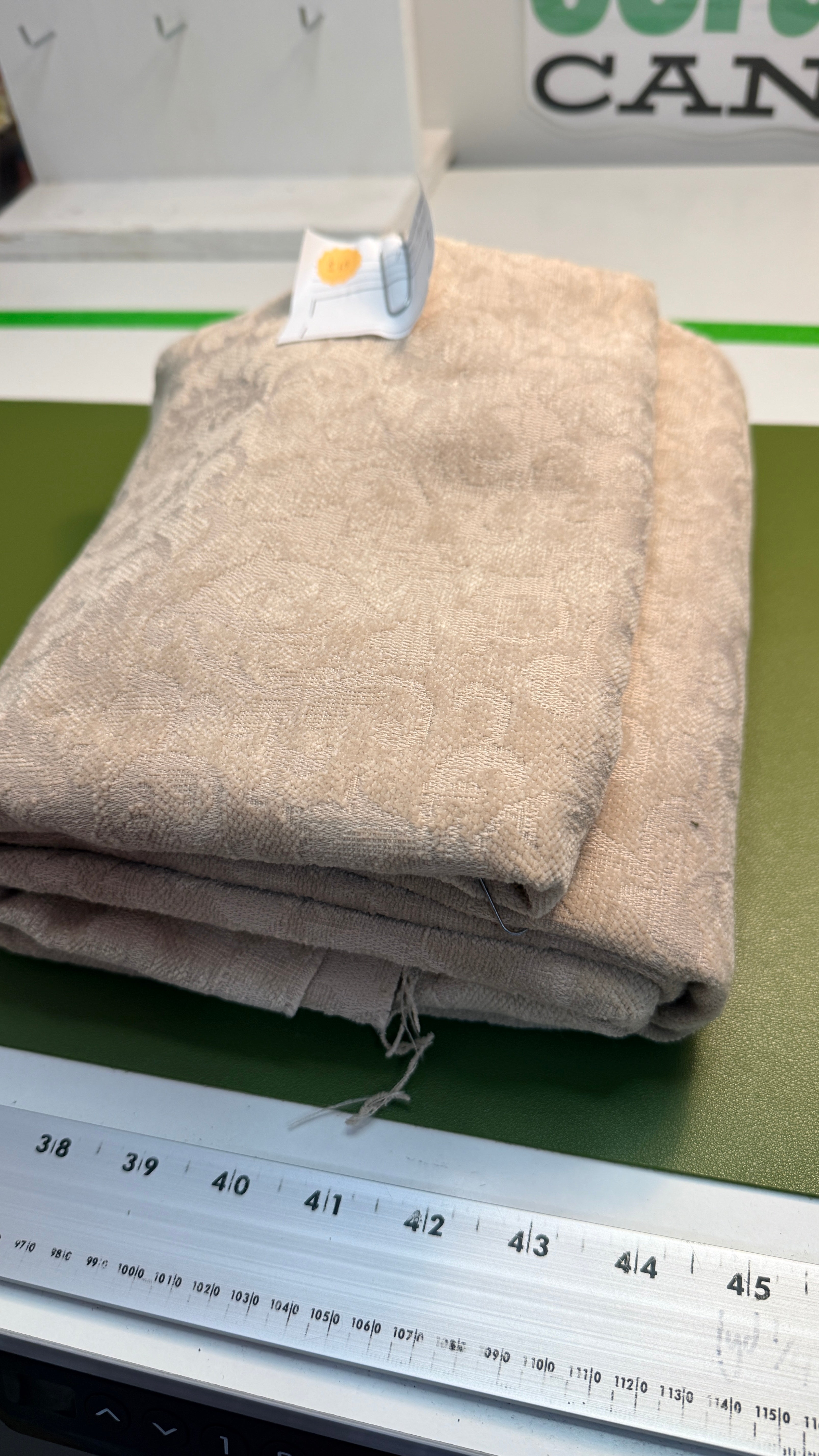 Beige Damask Fabric - 1 3/4 Yard