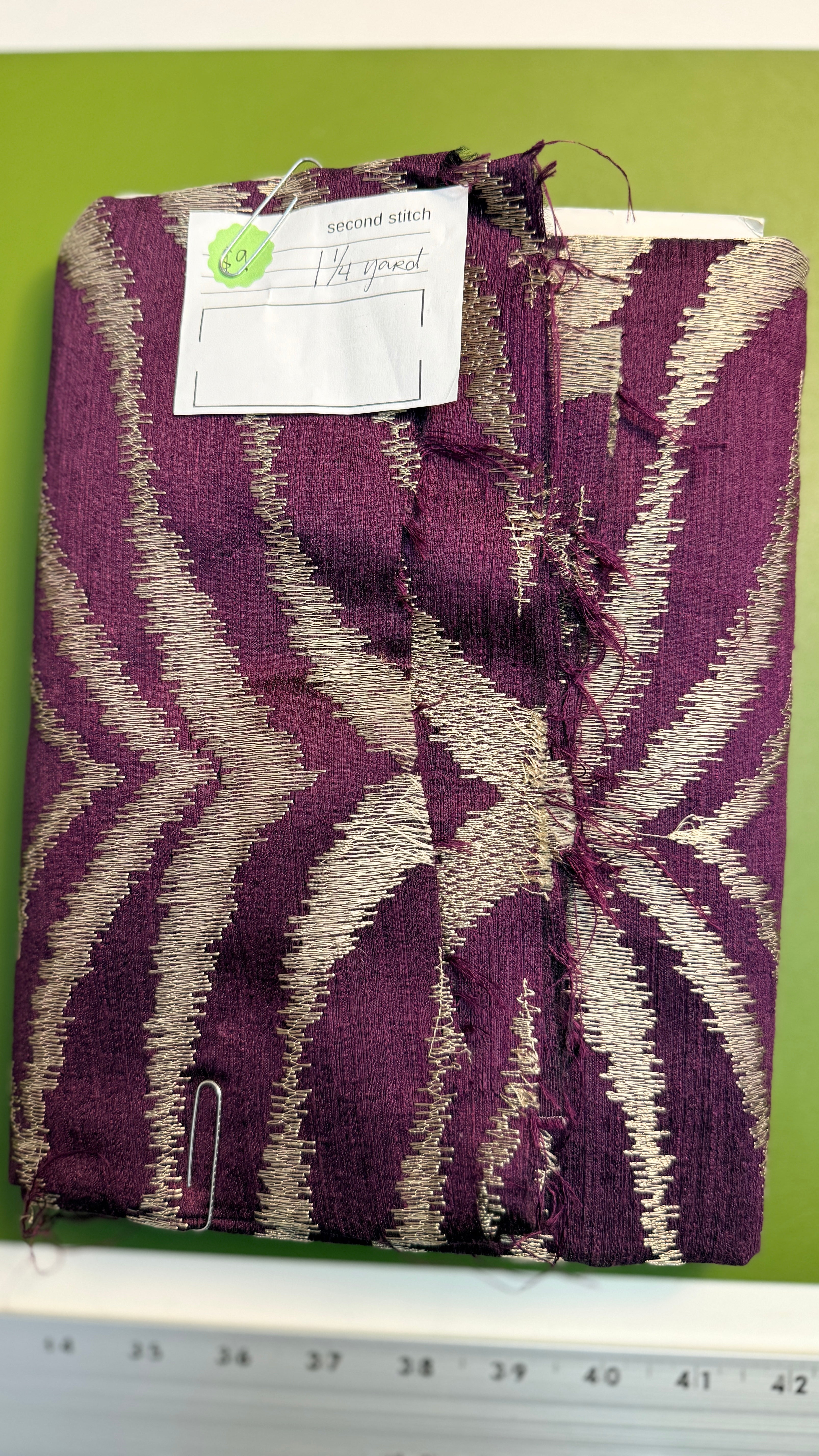 F. Schumacher Asaka Ikat Violet fabric
 - 1 1/4 Yards