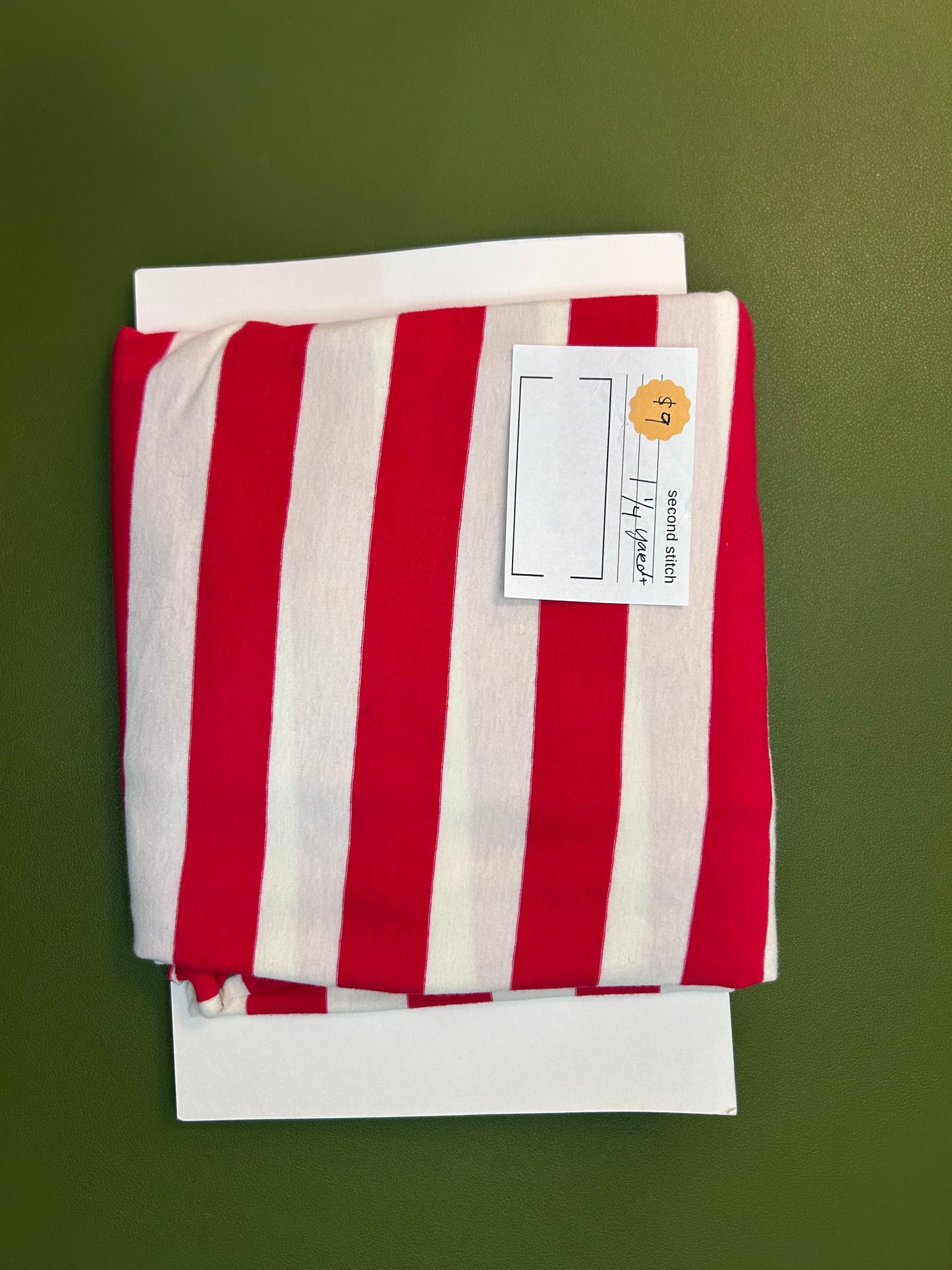Wide Red & White Stripe Fabric - 1.25 Yards