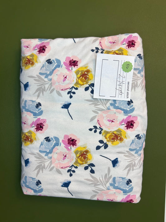 White Background Floral Knit - 2.25 Yards