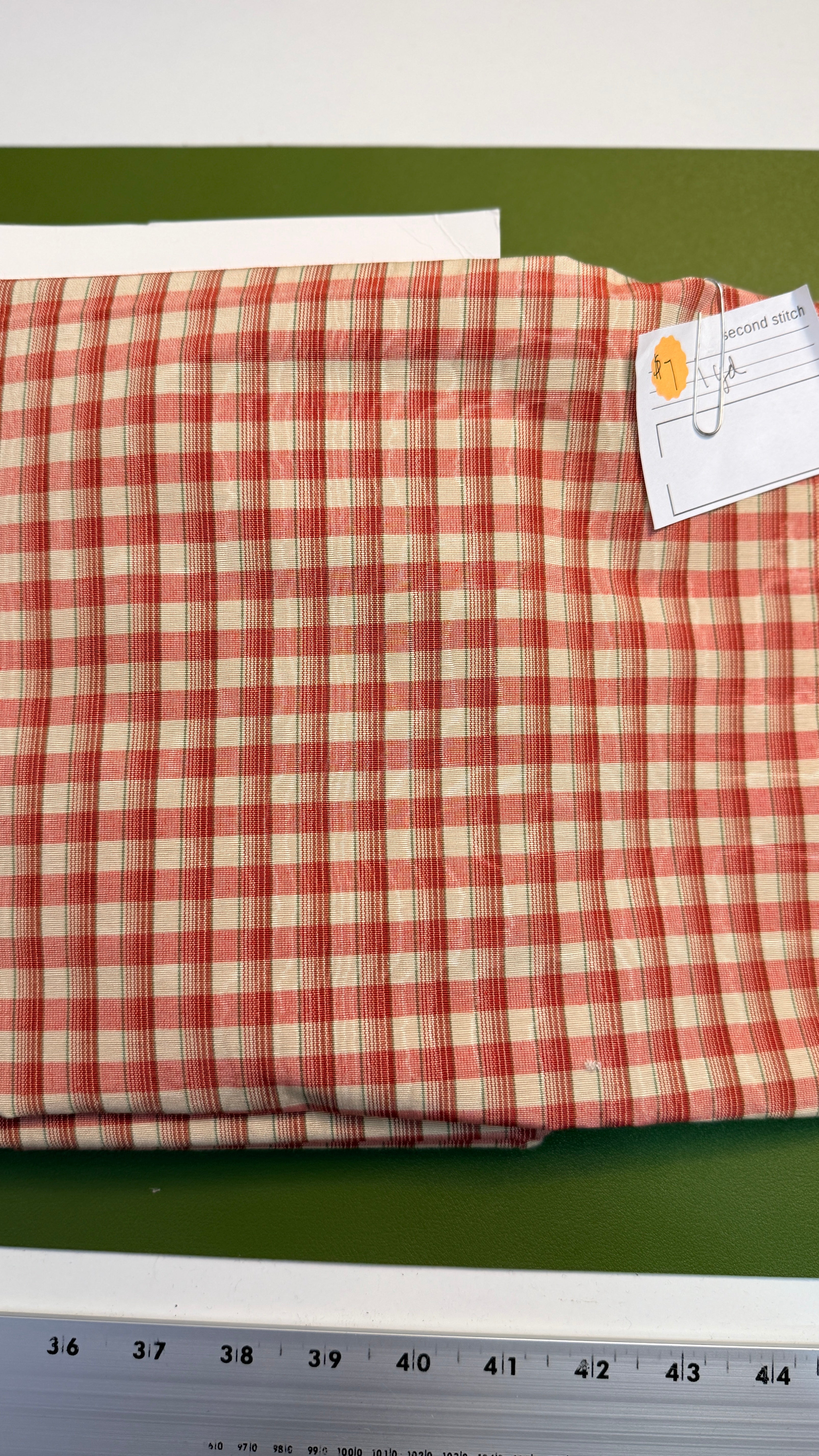 1 Yard Red Checked Fabric