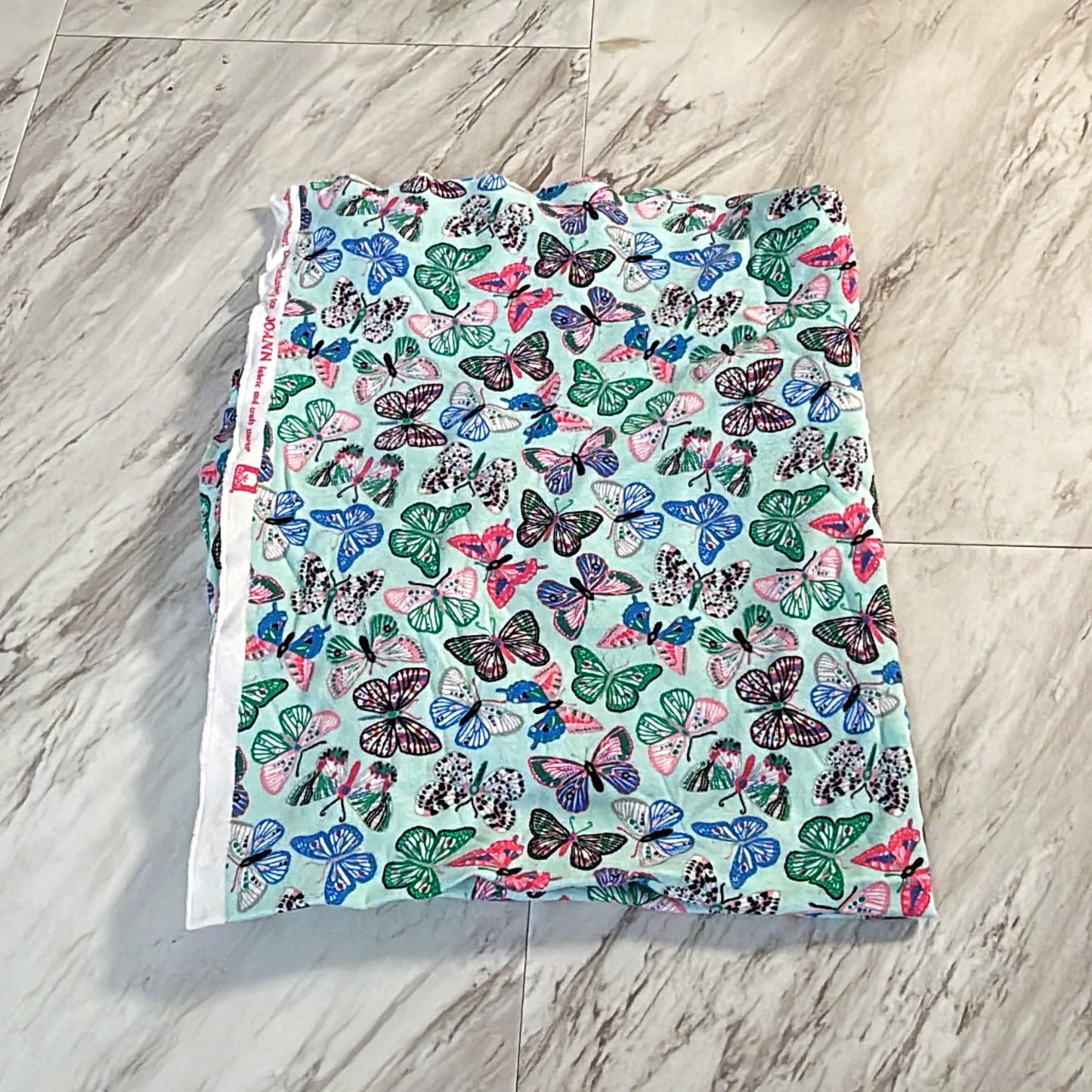 Turquoise Butterfly Cotton Lycra - 1/2 Yard