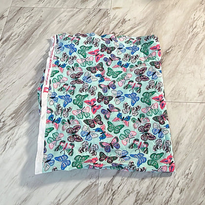 Turquoise Butterfly Cotton Lycra - 1/2 Yard