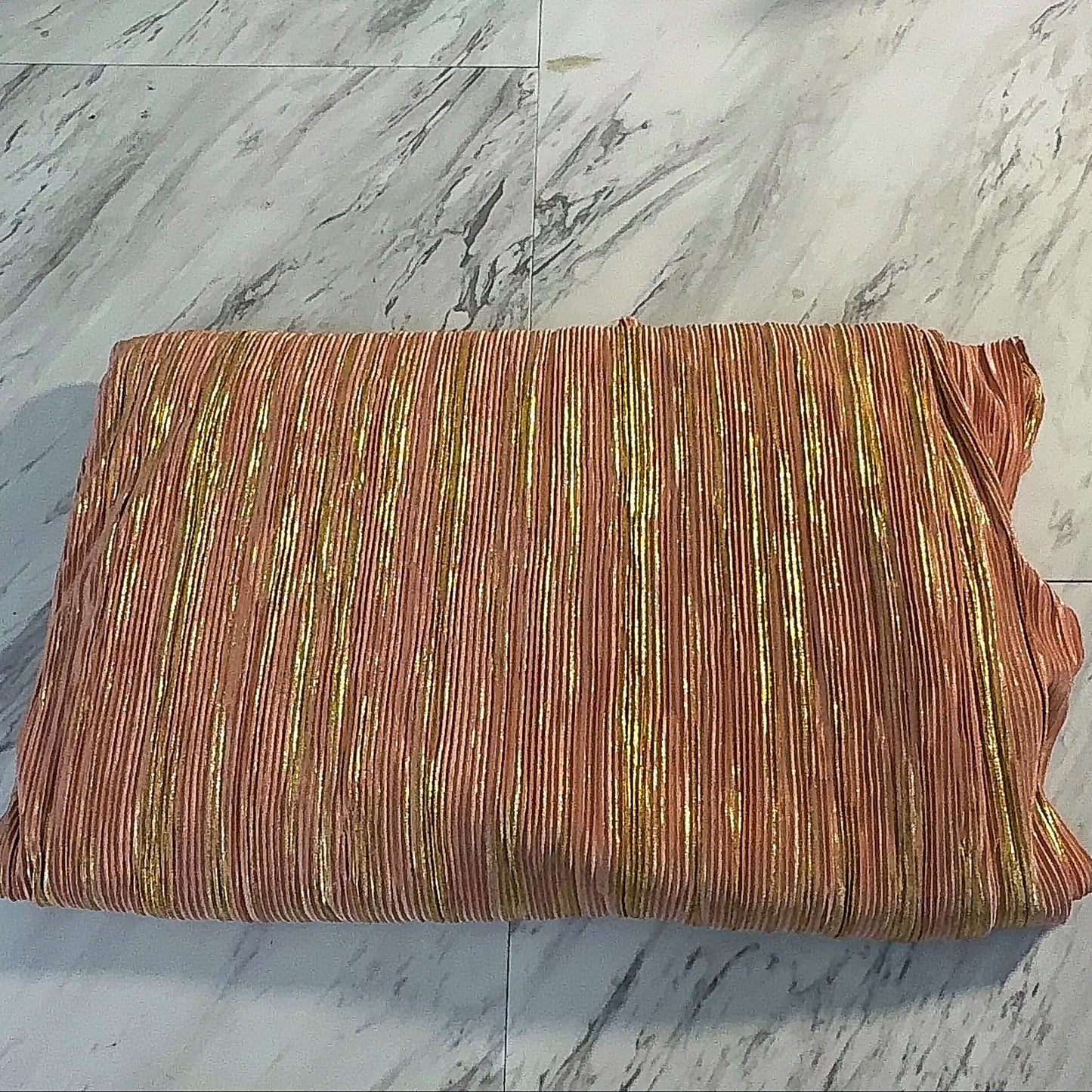 Rose Gold + Gold Plisse Fabric - 4 Yards
