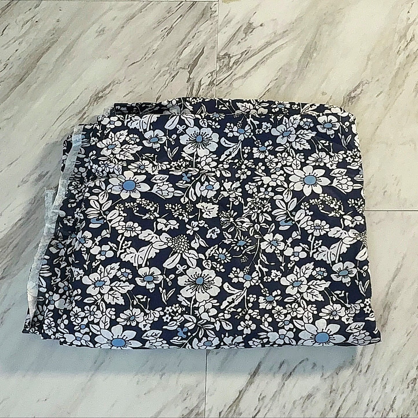 Navy Blue Floral Quilting Cotton - 3 3/4 Yards