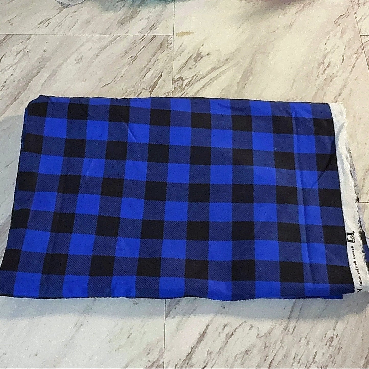 Royal Blue Buffal Plaid Flannel - 2 1/3 Yards X 30in